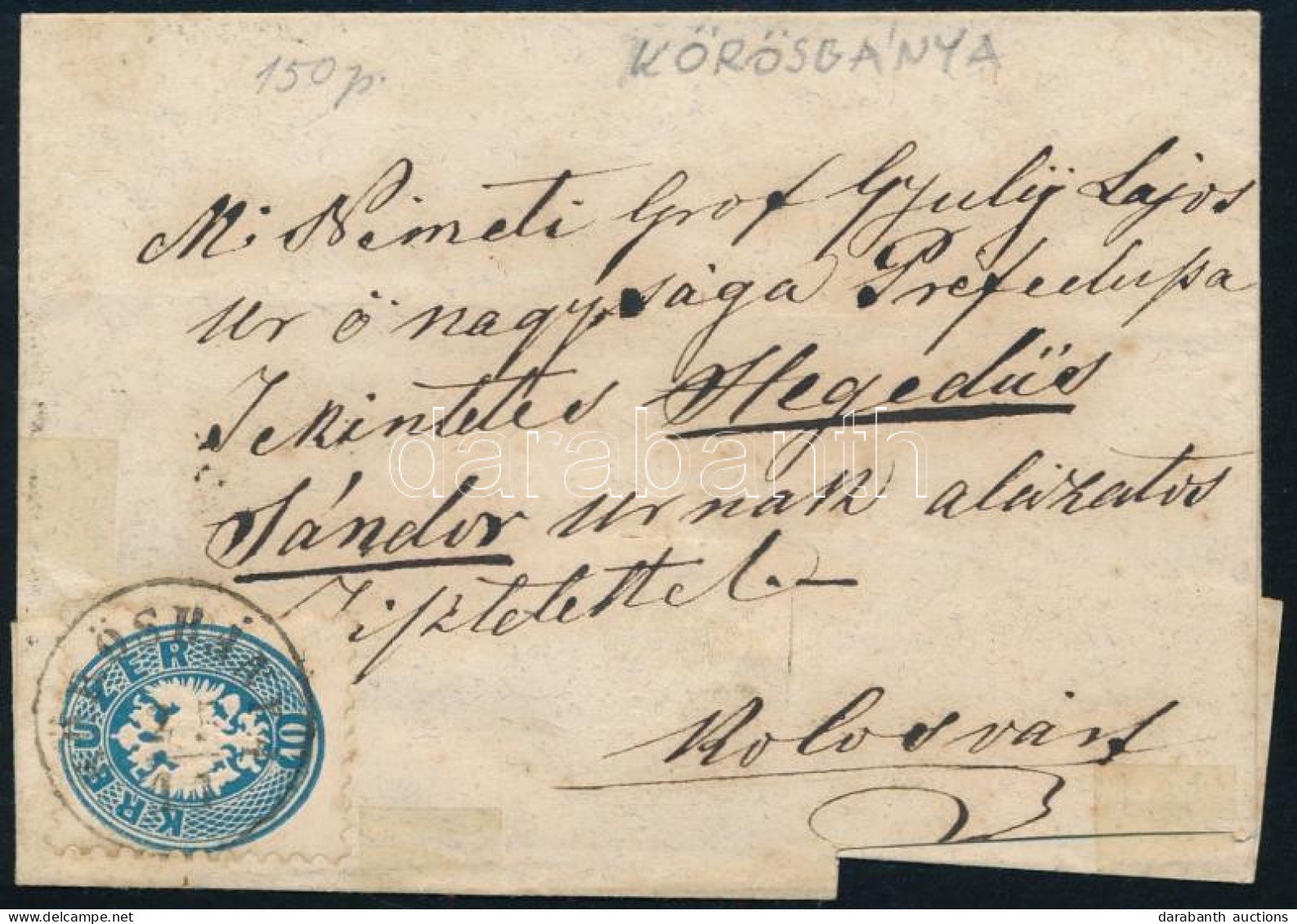 ~1864 10kr Levélen / On Cover "KÖRÖSBÁNYA" - Otros & Sin Clasificación