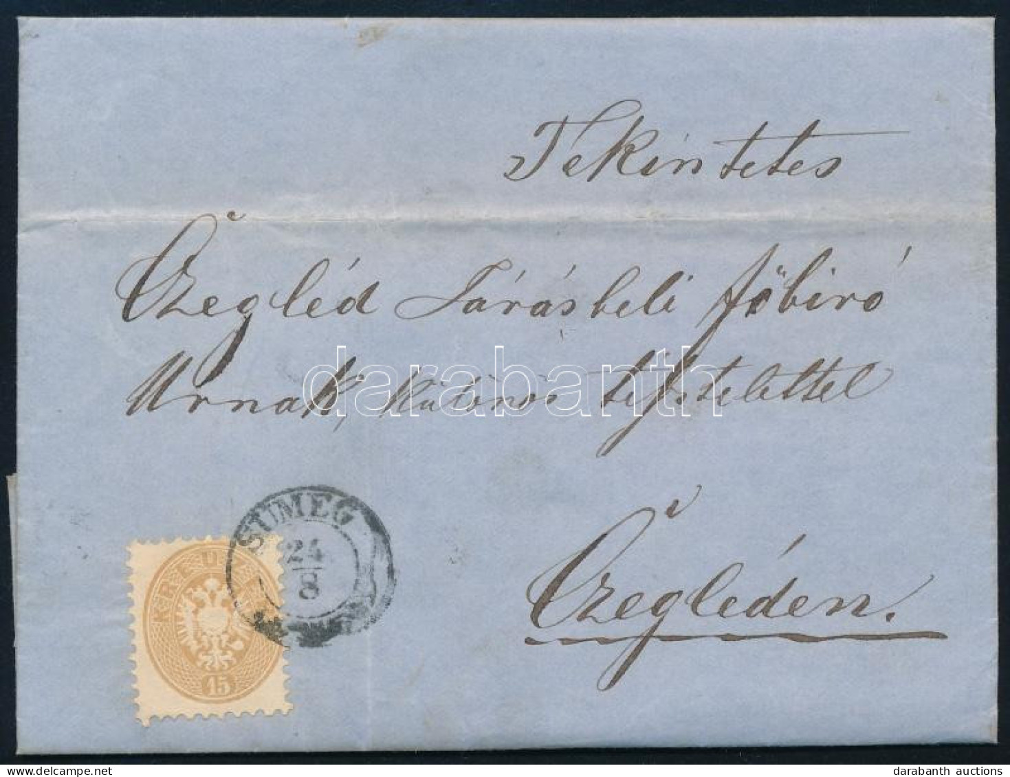 1865 15kr Levélen / On Cover "SÜMEG" - Altri & Non Classificati