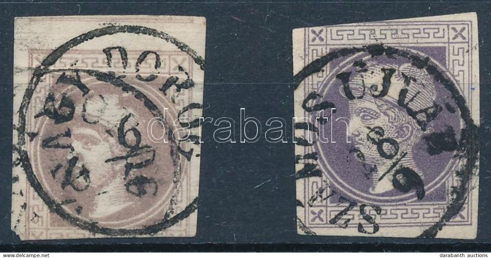 O 1867 2 Db Hírlapbélyeg, Az Egyik Szürkés Ibolya, A Másik Sötét Ibolya Színben / Newspaper Stamps: Greyish Violet, Dark - Otros & Sin Clasificación