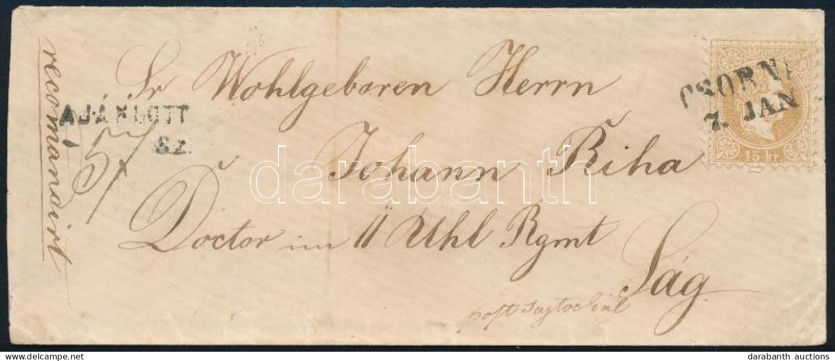 ~1868 15kr Ajánlott Levélen / On Registered Cover "CSORNA" - Ság - Altri & Non Classificati