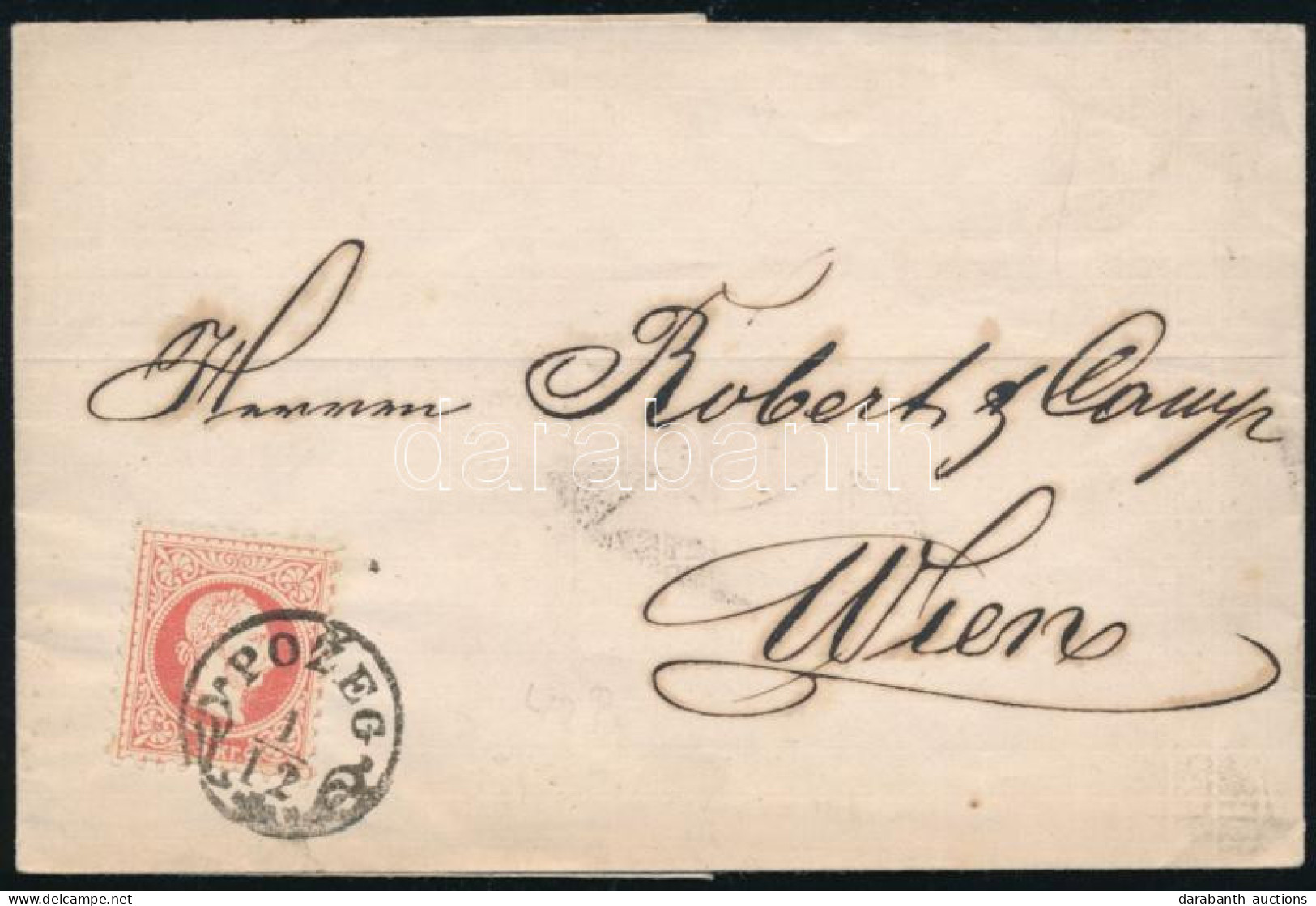 1868 5kr Levélen / On Cover "POZEG" - Wien - Autres & Non Classés