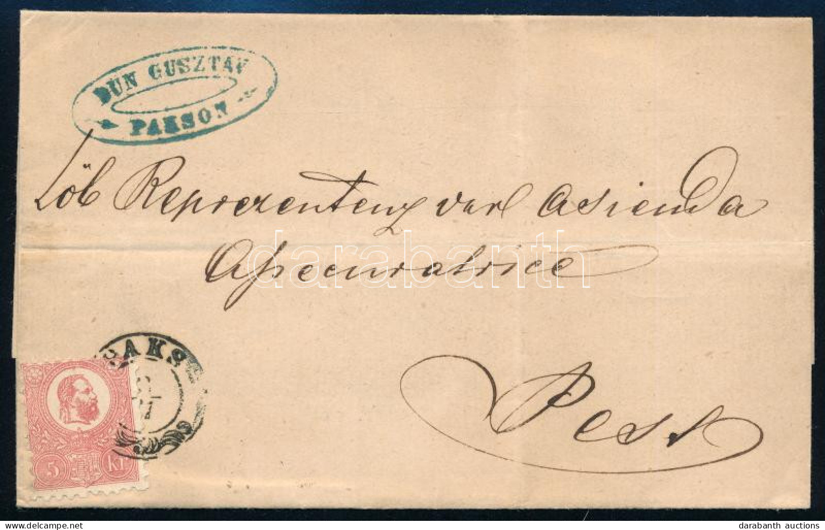 1871 Kőnyomat 5kr Levélen / On Cover "PAKS" - Pest - Altri & Non Classificati