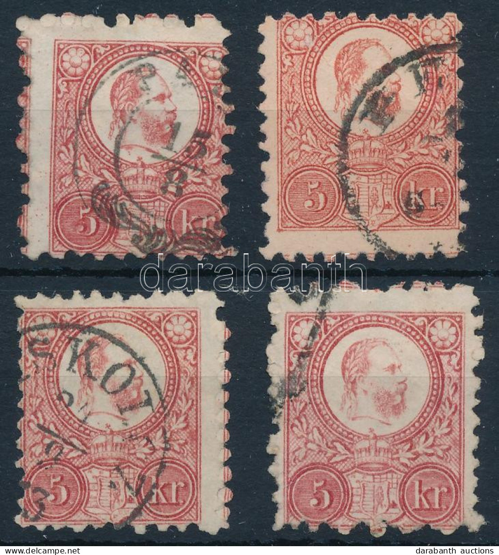 O 1871 4 Db Réznyomat 5kr Elfogazva / Shifted Perforations - Other & Unclassified