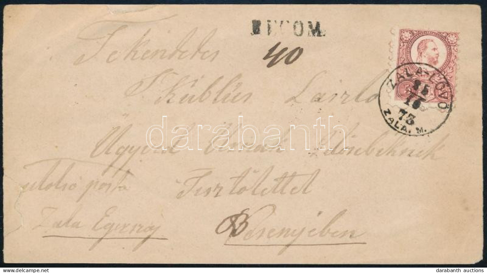 1873 5kr Ajánlott Levél Előlapon / On Registered Cover Front "ZALA-LÖVŐ / ZALA.M." - Autres & Non Classés