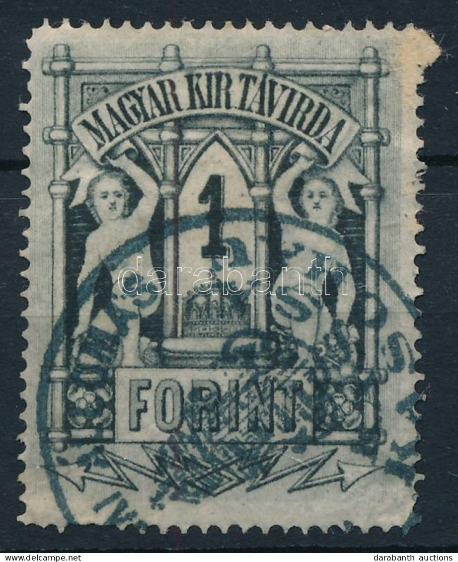 O 1874 Réznyomat Távírda 1Ft Zöldesfekete, / Mi 17 Greenish Black, Kék / Blue "KASSA" - Other & Unclassified