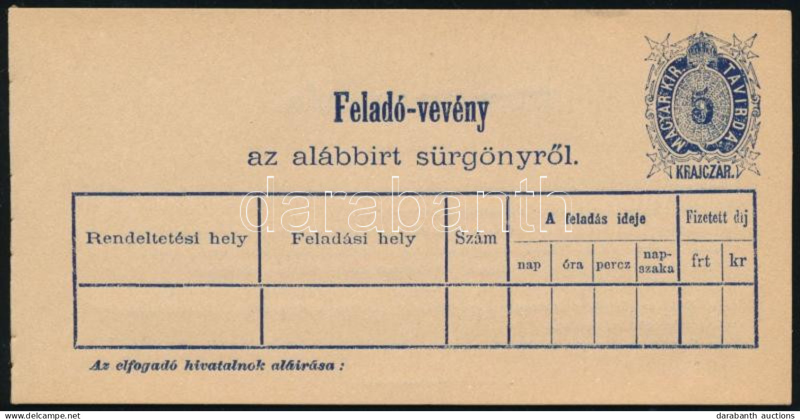 ~1873 Feladóvevény 7-es Tömb / PS Telegramm Receipt, Bundle Of 7 Unused Pcs - Andere & Zonder Classificatie