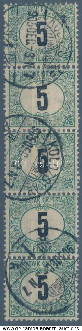 O 1903 Zöldportó 5f ötöscsík (MBK 400 P) / Mi P 3 Stripe Of 3 - Other & Unclassified