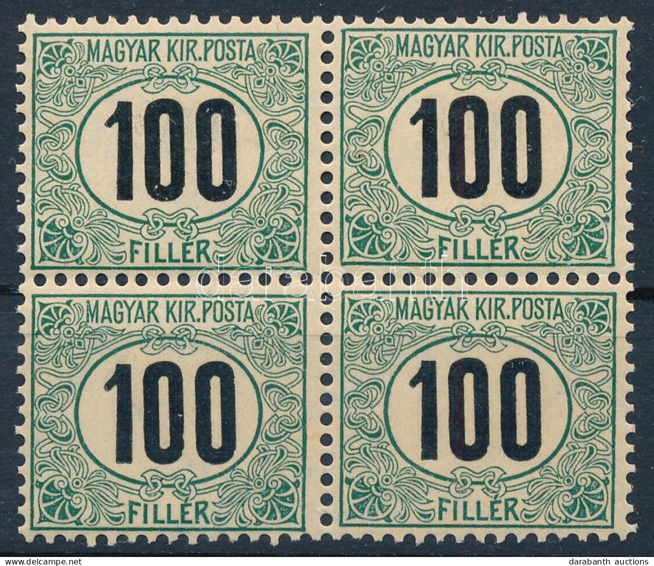 ** 1903 Zöldportó 100f Négyestömb (16.000) / Mi Postage Due 9 Block Of 4 - Other & Unclassified