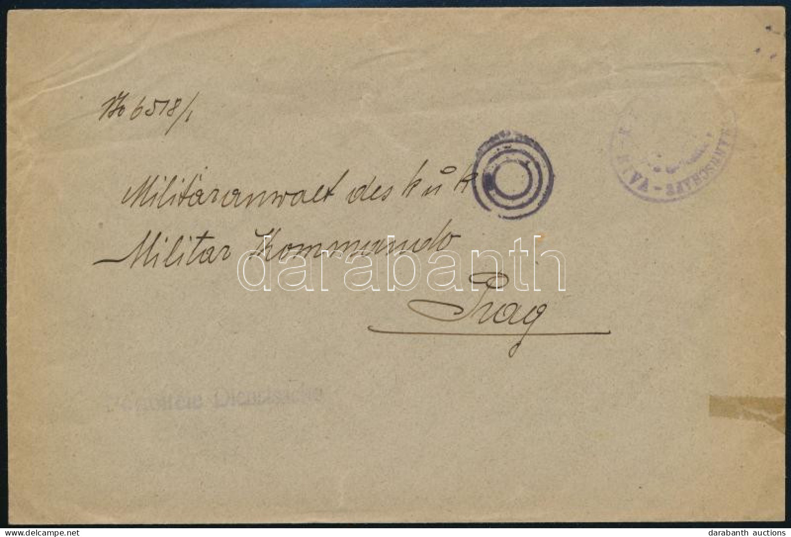 Katonai Posta Olaszországban ~1914 Levél Riva Szükségbélyegzéssel / Military Post In Italy ~1914 Cover With Riva Auxilia - Altri & Non Classificati