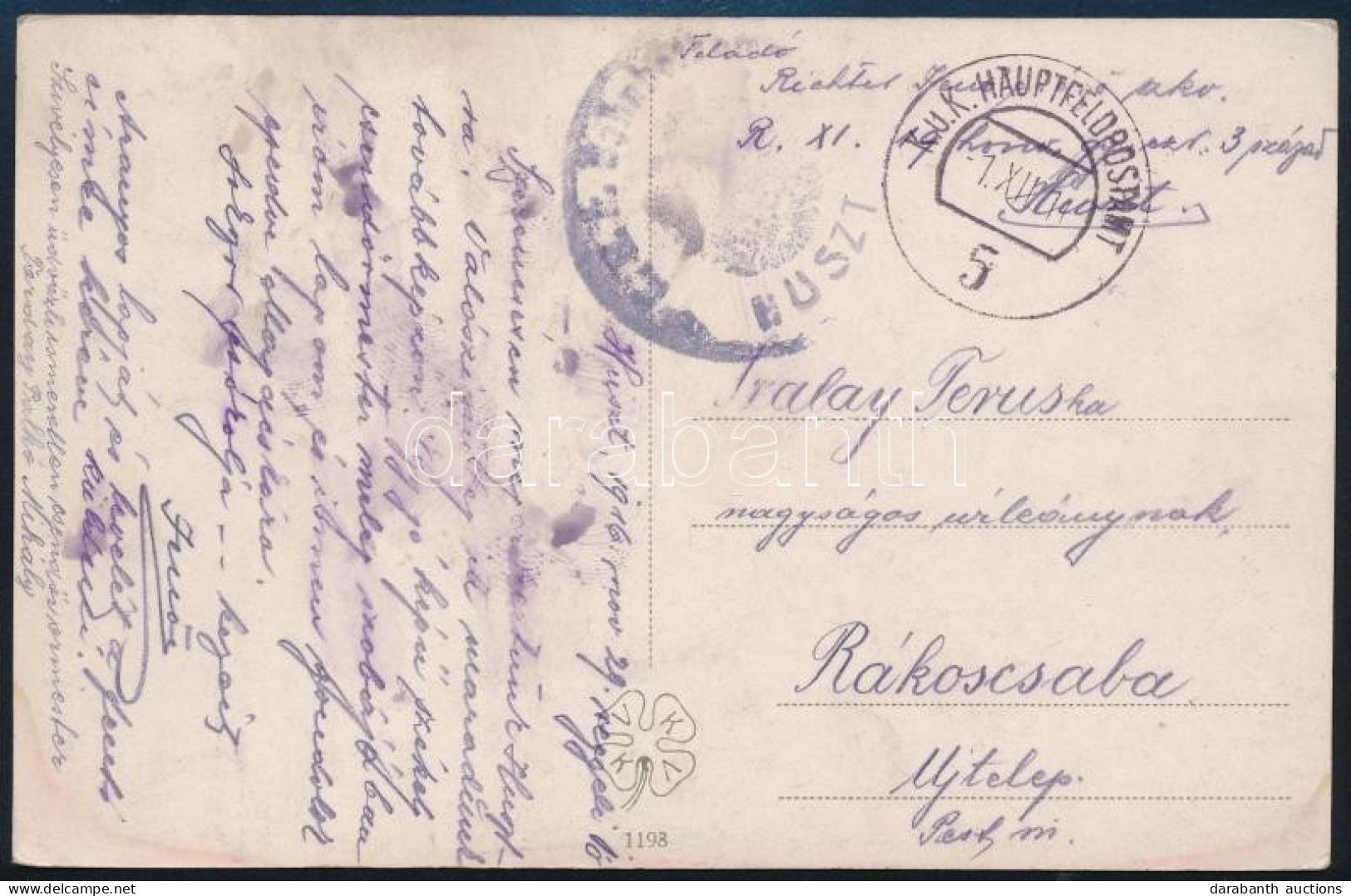 1914 Tábori Posta Képeslap / Field Postcard "HUSZT" + "HFP 5" - Altri & Non Classificati