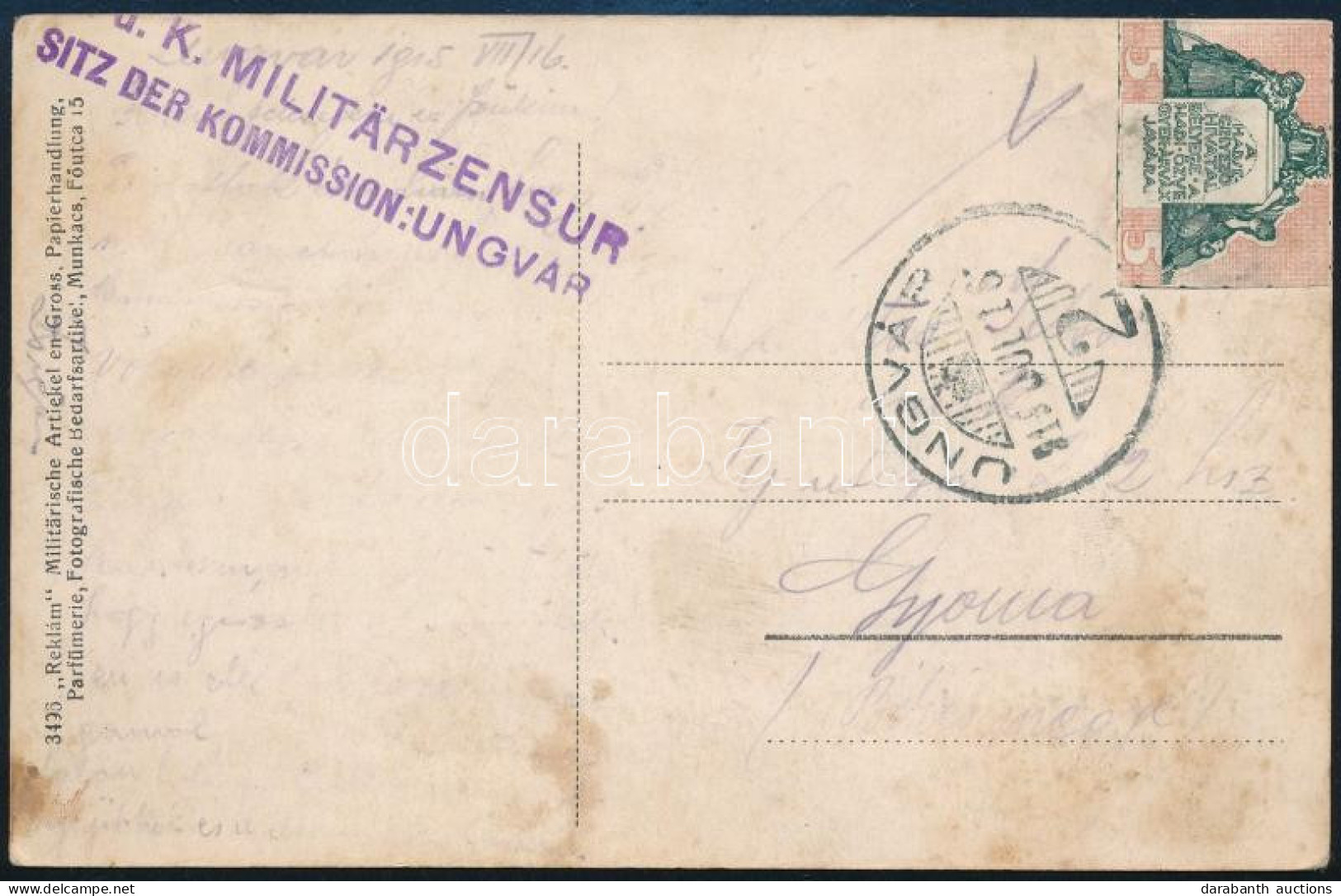 1915 Tábori Posta Képeslap / Field Postcard "K.u.k. MILITÄRZENSUR SITZ DER KOMMISSION: UNGVAR" - Otros & Sin Clasificación