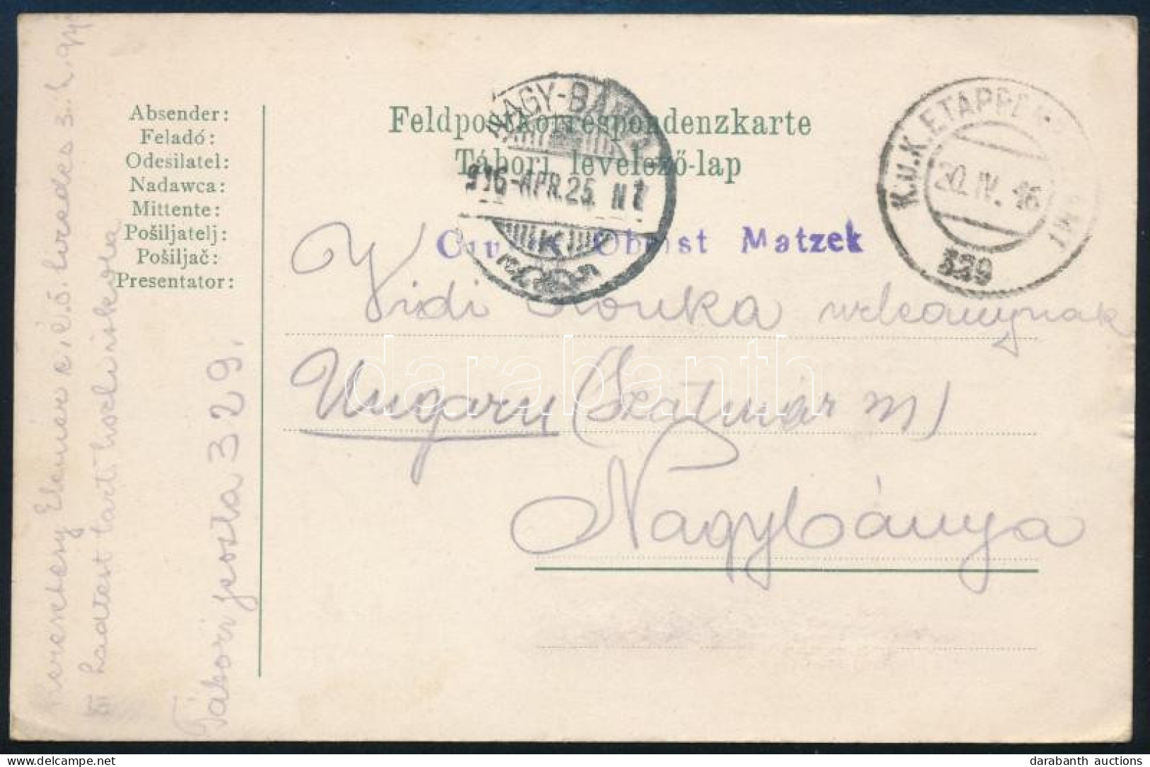 1916 Tábori Posta Levelezőlap / Field Postcard "FP 329" - Autres & Non Classés