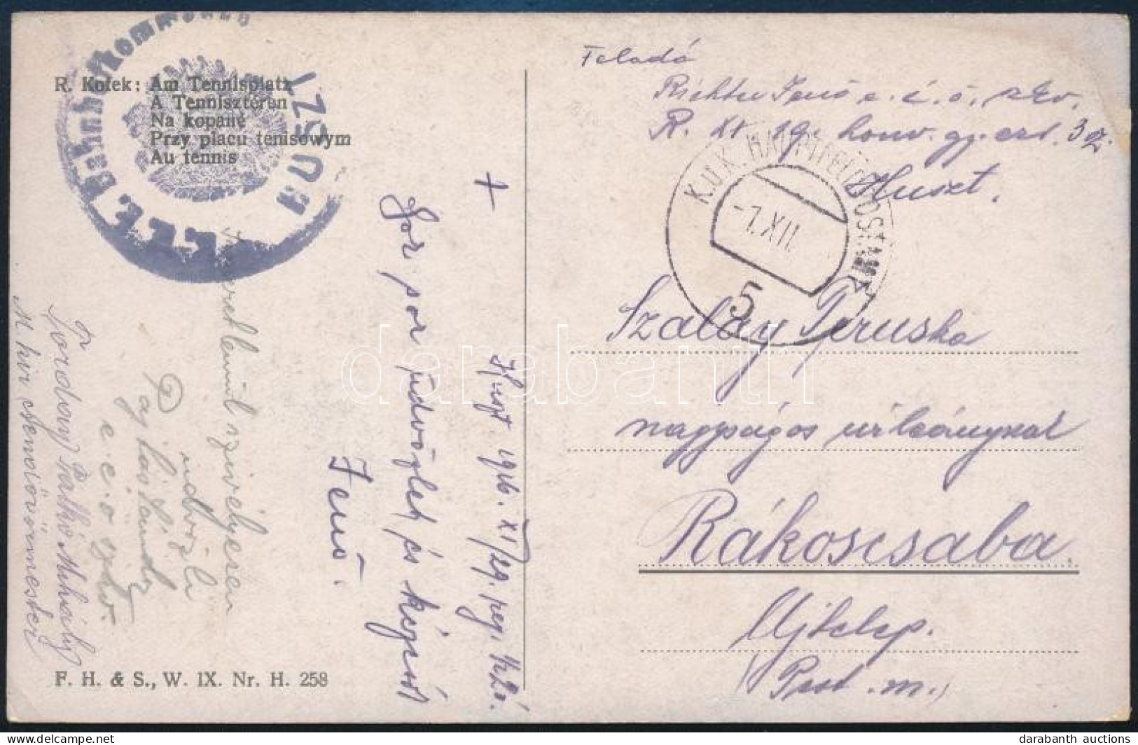1916 Tábori Posta Képeslap / Field Postcard "K.u.k. Bahnhoffkommando HUSZT" + "HP 5" - Sonstige & Ohne Zuordnung