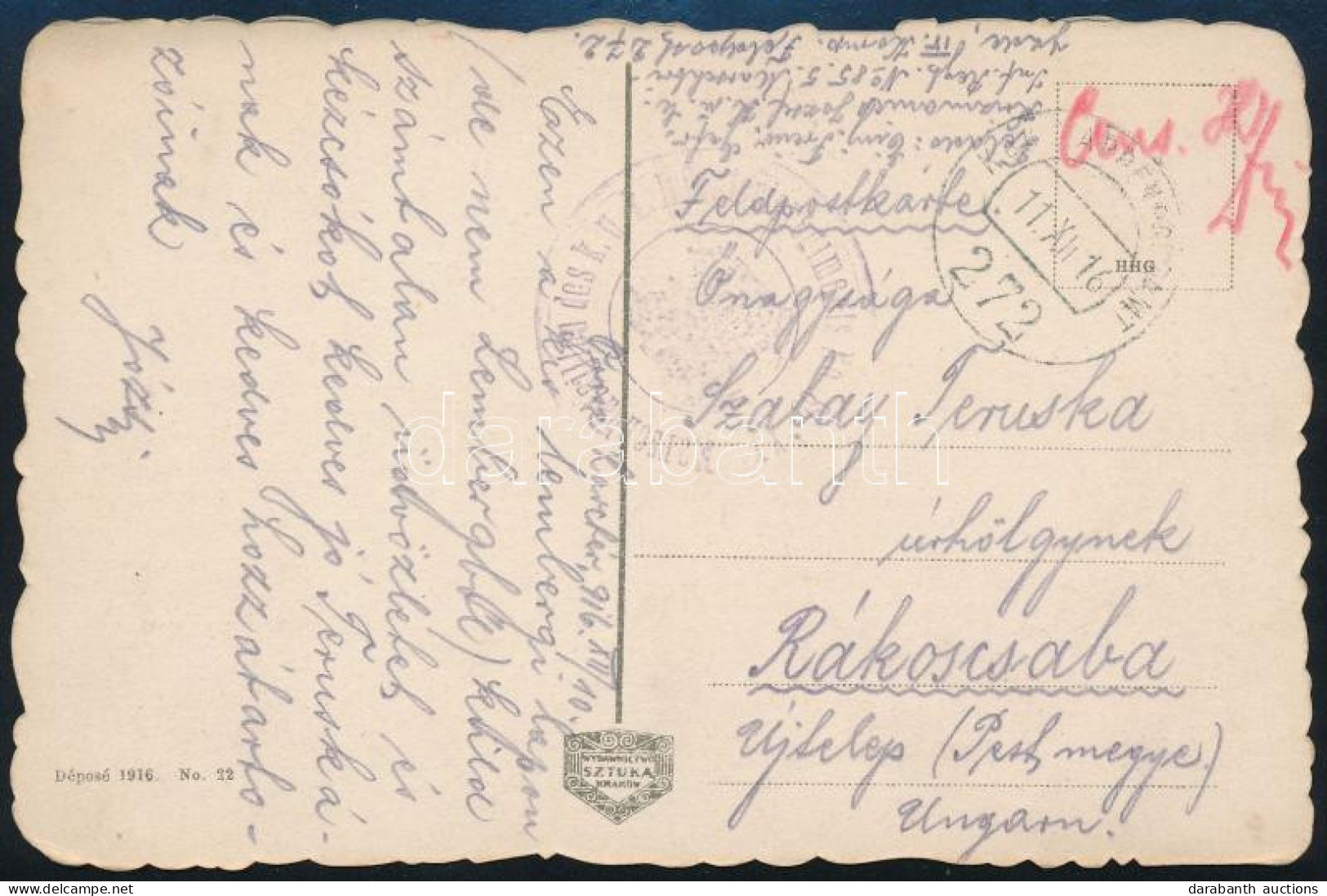 1916 Tábori Posta Képeslap / Field Postcard "Marschbataillon Des K.u.k. Infanterieregiments No. 85. " + "EP 272" - Other & Unclassified