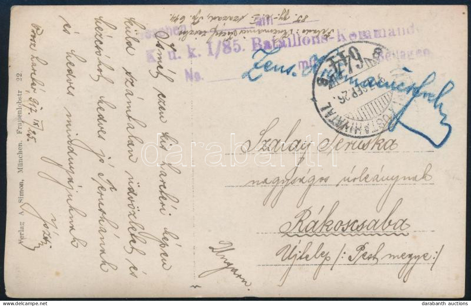 1917 Tábori Posta Képeslap / Field Postcard "K.u.k. I/85. Bataillons-Kommando" + "FP 644 B" - Other & Unclassified