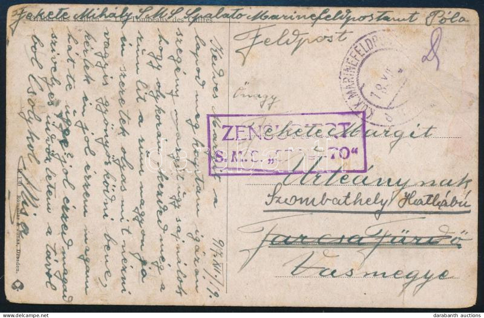1917 Tábori Posta Képeslap / Field Postcard "S.M.S. SPALATO" - Autres & Non Classés