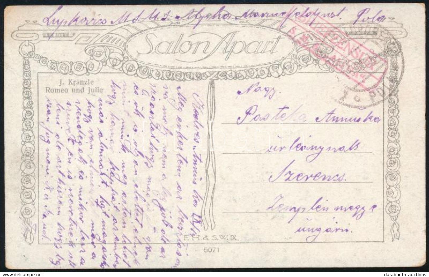 1918 Tábori Posta Képeslap / Field Postcard "S.M.S. ALPHA" - Andere & Zonder Classificatie