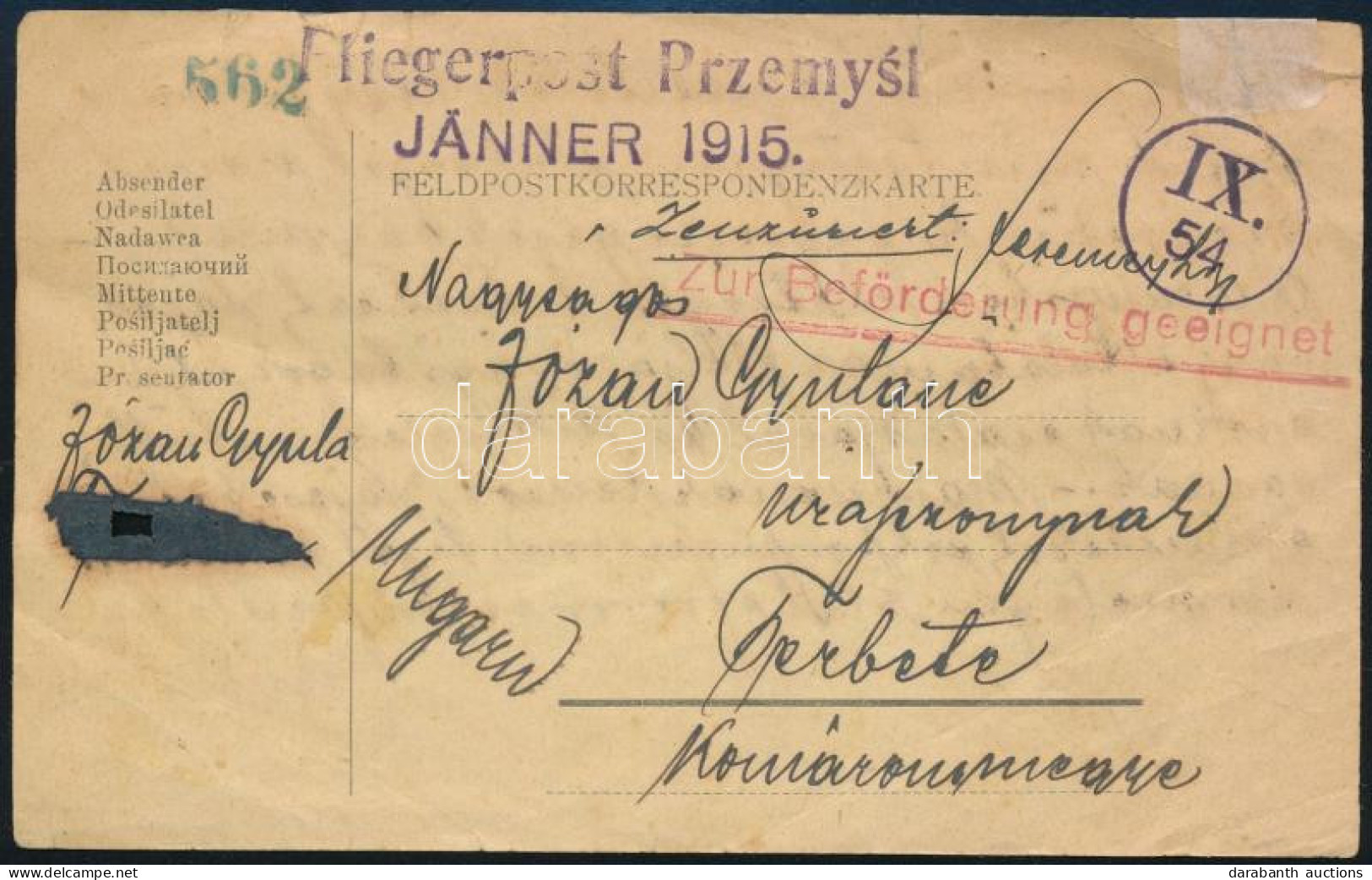 1915 Tábori Posta Levelezőlap / Field Postcard "Fliegerpost Przemysl JÄNNER 1915" - Otros & Sin Clasificación