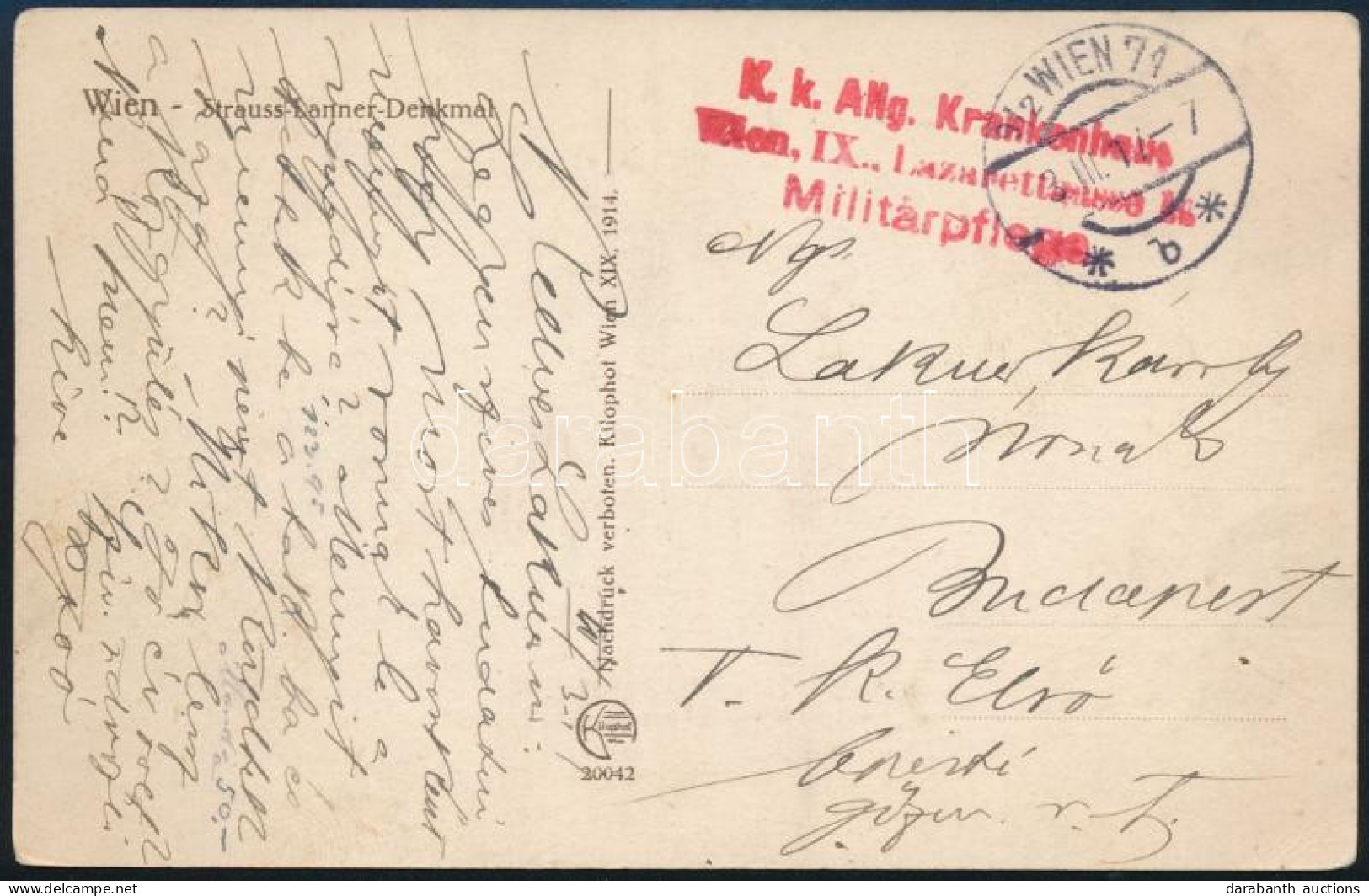 1917 Tábori Posta Képeslap / Field Postcard "K.k. ANg. Krankenhaus Wien" - Autres & Non Classés