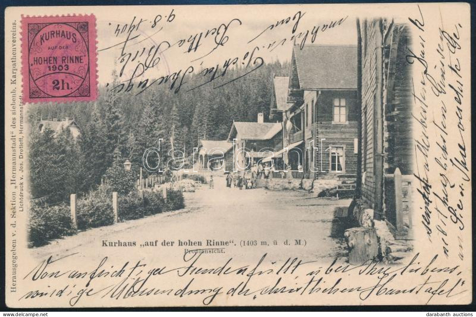 1904 Képeslap Hohe Rinne IV. 2h Bélyeggel és üdülő Bélyegzéssel / Postcard With Hohe Rinne IV. 2h Stamp And Special Post - Andere & Zonder Classificatie