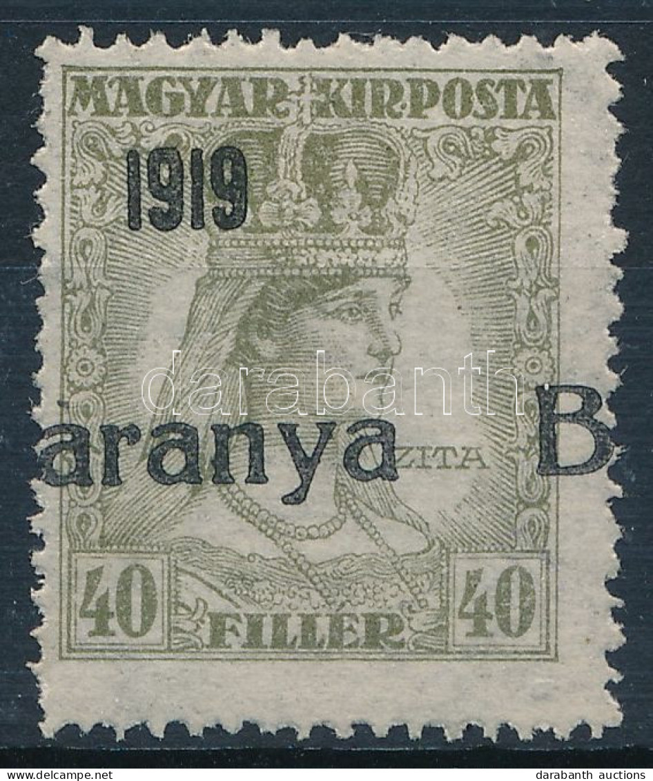 (*) Baranya I. 1919 Zita 40f Fekete, Elcsúszott Felülnyomással / Mi 38 With Shifted Black Overprint. Signed: Bodor - Other & Unclassified