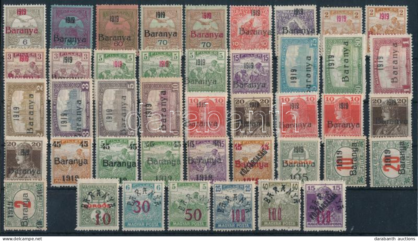 ** Baranya I.-II. 1919 43 Db Bélyeg / 43 Stamps. Signed: Bodor - Other & Unclassified