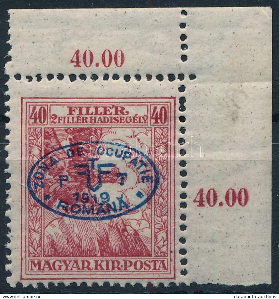 ** Debrecen I. 1919 Hadisegély 40f ívsarki Bélyeg / Mi 13. Signed: Bodor - Other & Unclassified