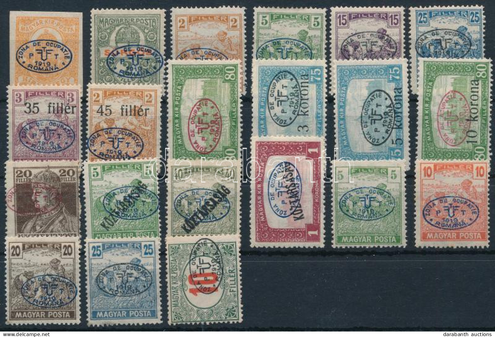 ** Debrecen I. 1919 21 Db Bélyeg / 21 Stamps. Signed: Bodor - Autres & Non Classés