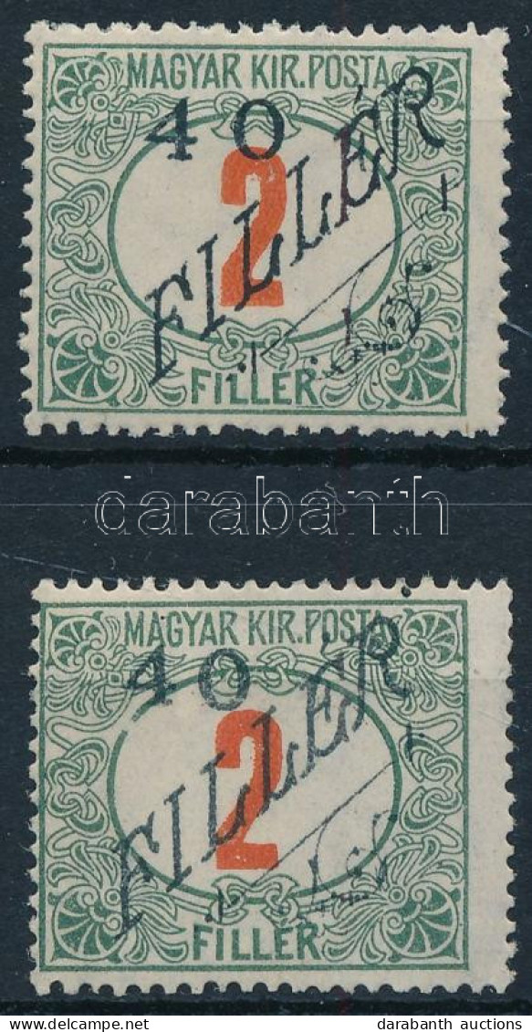 ** Temesvár 1919 Portó 40f/2f Távolt álló 40 Lemezhibával + Támpéldány. Signed: Bodor - Sonstige & Ohne Zuordnung