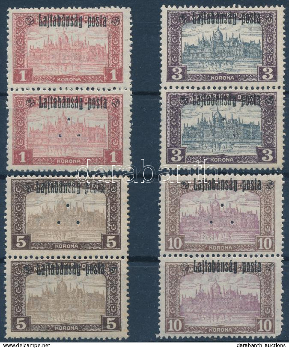 ** Nyugat-Magyarország III. 1921 4 Klf Pár, Mindegyikből Egy érték Hármaslyukasztással (26.700) / 4 Pairs, 1-1 Stamp Wit - Autres & Non Classés