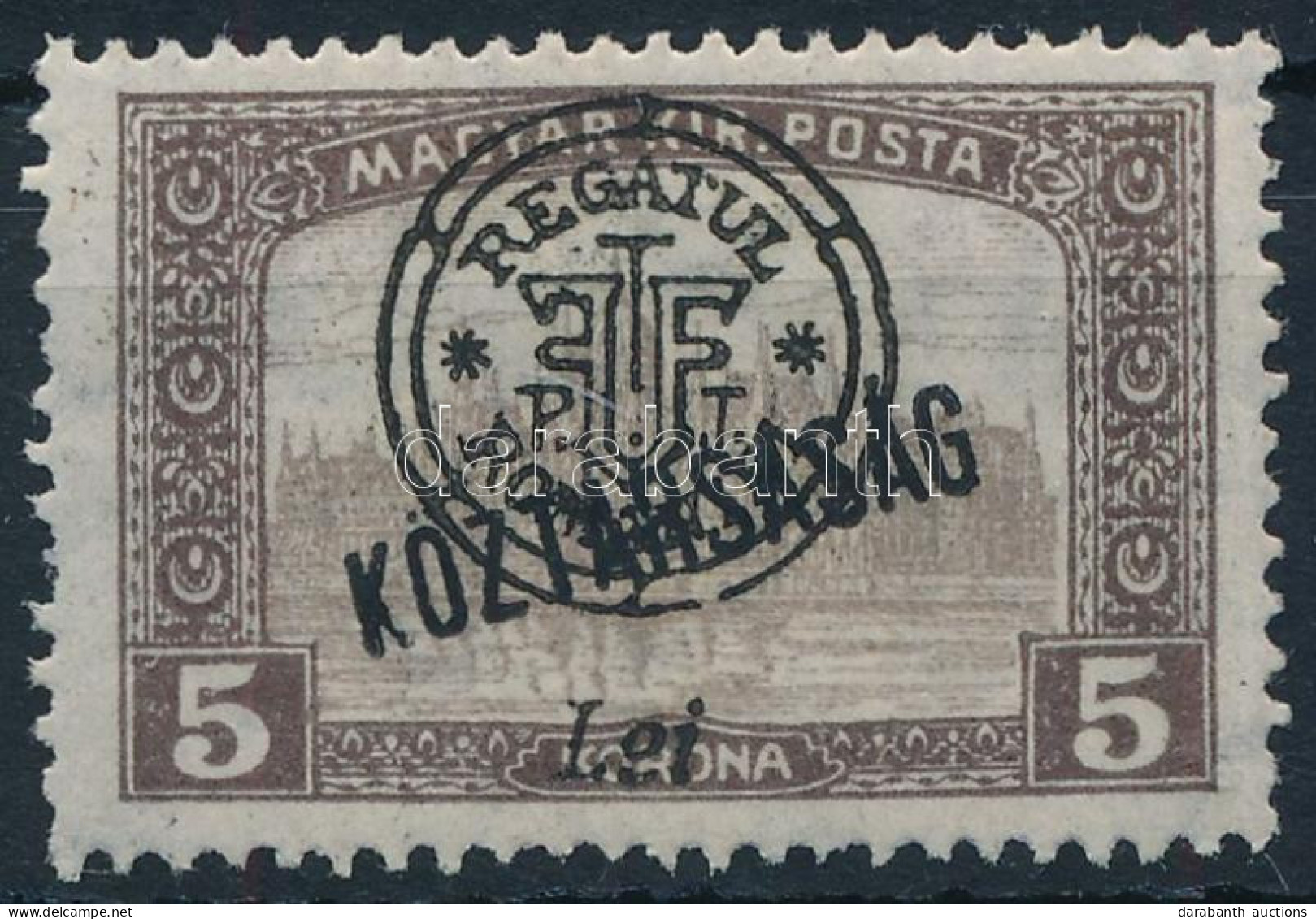 * Nagyvárad 1919 Parlament/Köztársaság 5K / Mi 60 II. Signed: Bodor - Andere & Zonder Classificatie