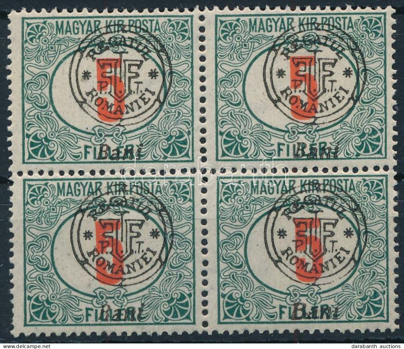 ** Nagyvárad 1919 Portó 5f Négyestömb / Mi P4 II. Block Of 4. Signed: Bodor - Altri & Non Classificati