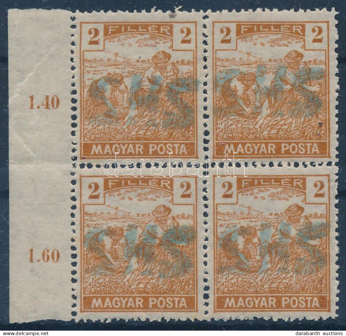 ** Belatinc 1919 Arató 2f ívszéli Négyestömb Magánkiadás / Private Issue, Block Of 4. Signed: Bodor - Sonstige & Ohne Zuordnung