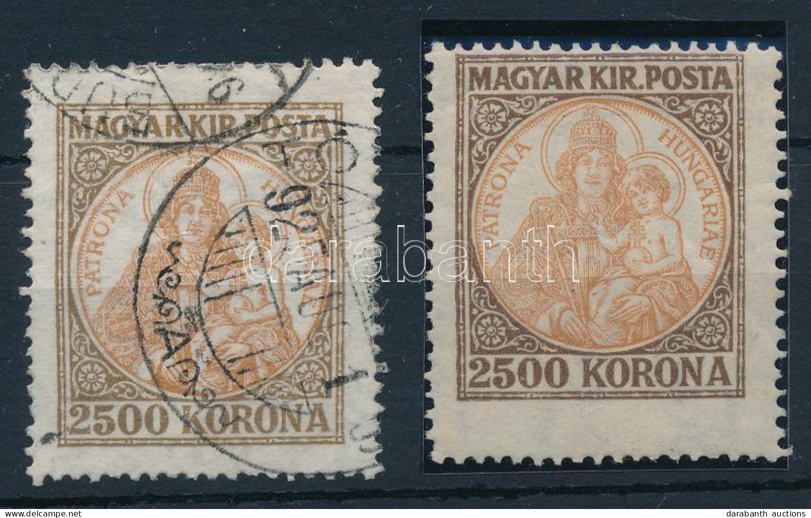 ** 1921 Koronás Madonna 2500K Elfogazva (ráncok) + Támpéldány / Mi 401 Shifted Perforation (creases) - Sonstige & Ohne Zuordnung