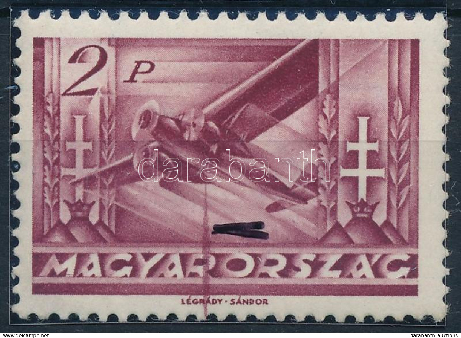 ** 1936 Repülő III. 2P Rákelcsíkkal / Mi 536 With Paint Stripe - Otros & Sin Clasificación