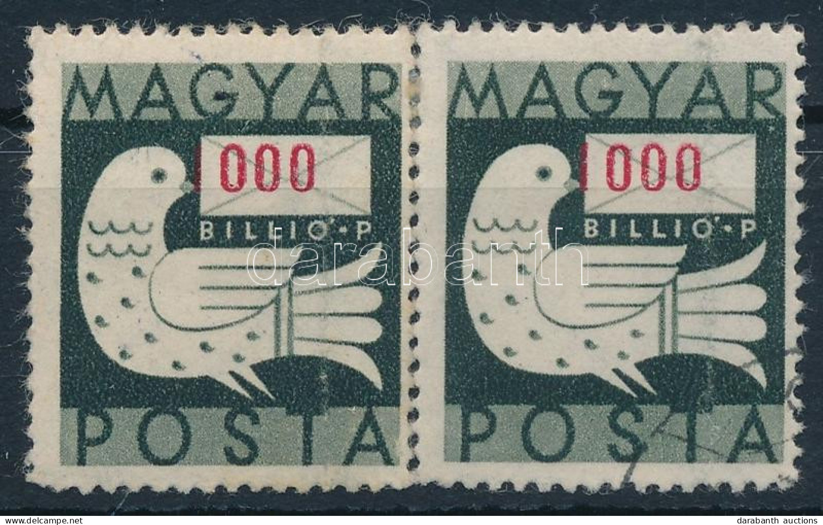 O 1946 Billiós 2 Db 1000 Billió P Elcsúszott értékszámmal (falccal összeragasztva) / 2 X Mi 928 Shifted Numbers (glued T - Other & Unclassified