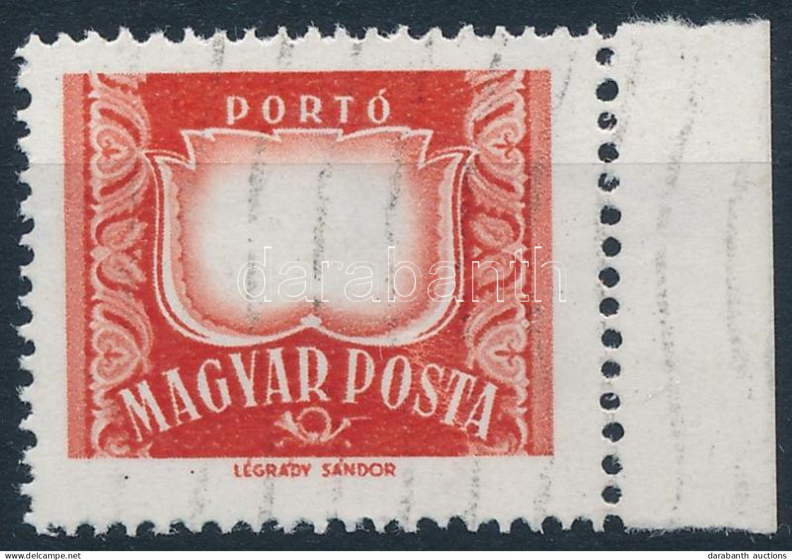 O 1958 Vörös-fekete Portó ívszéli Bélyeg értékjelzés Nélkül (60.000) / Postage Due Stamp Without Number - Otros & Sin Clasificación