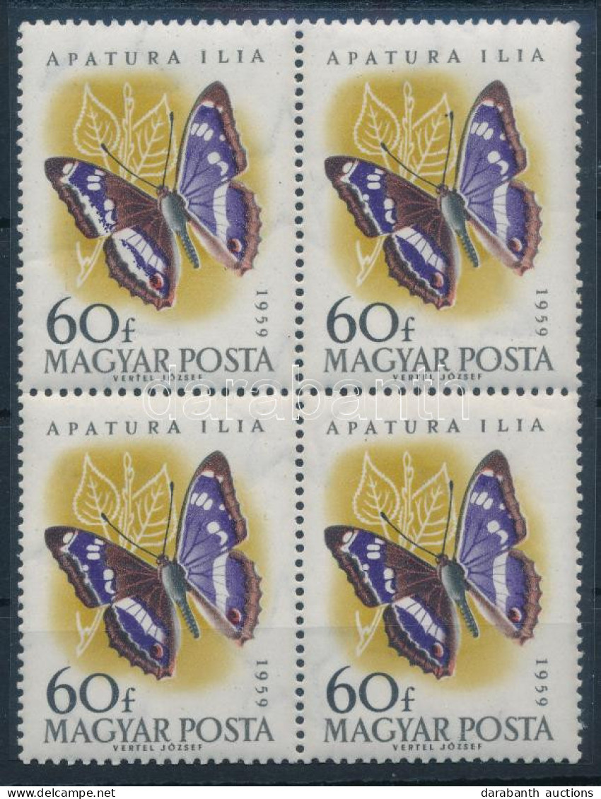 ** 1959 Lepke 60f Négyestömb Az Ismert Lemezhibával / Mi 1636 Block Of 4 With Plate Variety - Autres & Non Classés