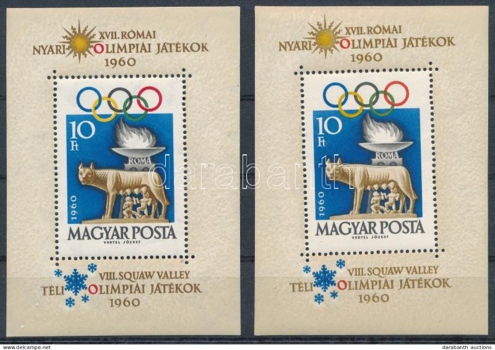 ** 1960 Téli Olimpia Blokk Elfogazva + Támpéldány / Mi Block 30 With Shifted Perforation - Andere & Zonder Classificatie