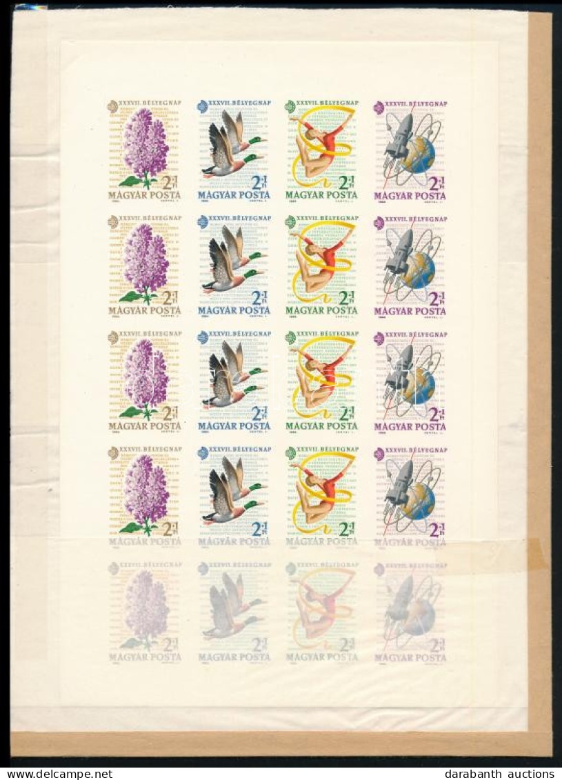 ** 1964 Bélyegnap Vágott Teljes ív (25.000) (saroktörés, Karc A Gumin) / Mi 2053-2056 Imperforate Complete Sheet (folded - Andere & Zonder Classificatie