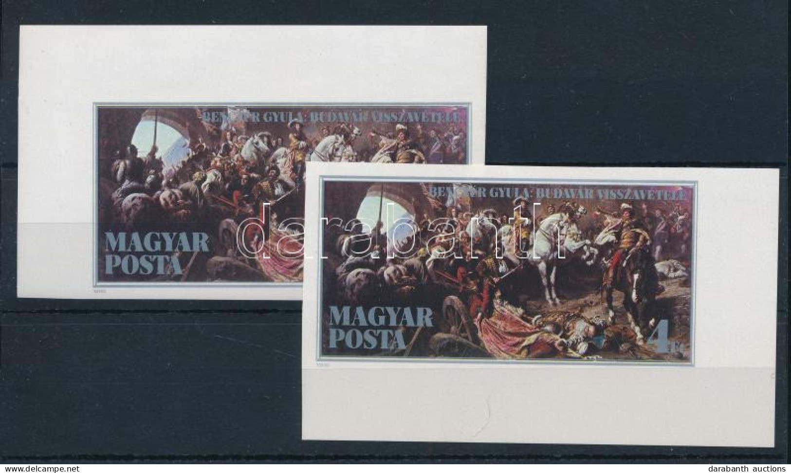 ** 1986 2 Db Budavár Visszavétele Vágott Bélyeg Bal Felső Illetve Jobb Alsó ívsarokkal / Imperforate Corner Stamps - Andere & Zonder Classificatie