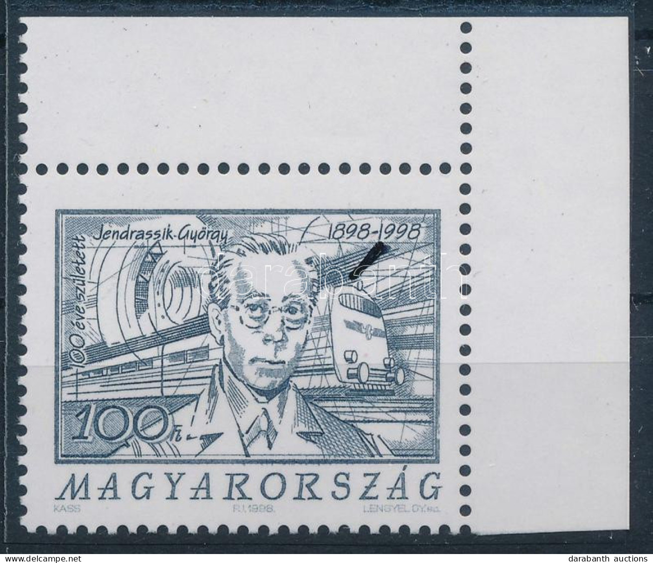 ** 1998 Jendrassik György ívsarki Bélyeg Lemezhibával / Mi 4502 With Plate Variety - Sonstige & Ohne Zuordnung