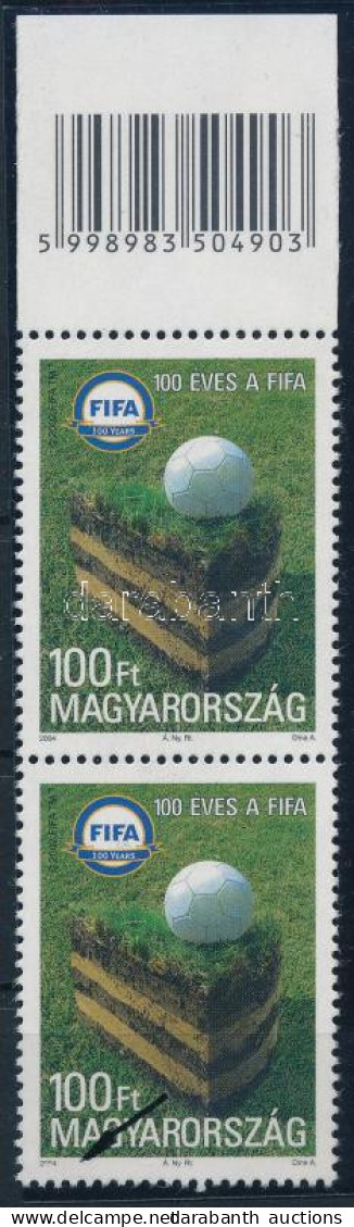 ** 2004 100 éves A FIFA Vonalkódos Pár Az Ismert Lemezhibával / Mi 4863 Margin Pair With Plate Variety And Bar Code - Andere & Zonder Classificatie