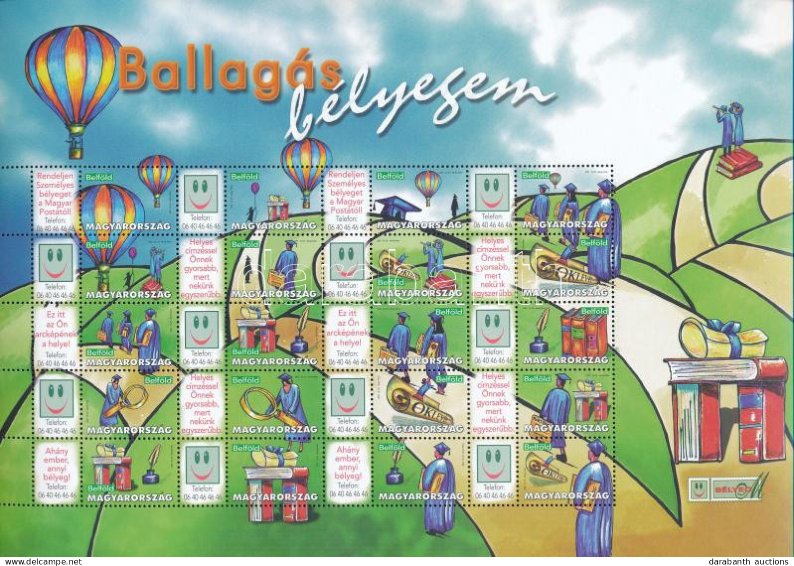 ** 2007 Ballagás Bélyegem Hőlégballon Promóciós Teljes ív (Névérték: 4.200Ft) / Mi 5161-5180 Complete Sheet - Andere & Zonder Classificatie