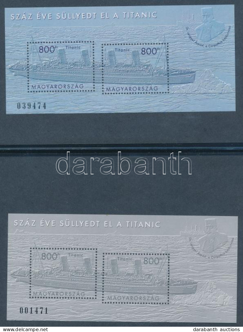 ** 2012 Száz éve Süllyedt El A Titanic Blokkpár / Mi 345 Block Pair - Autres & Non Classés