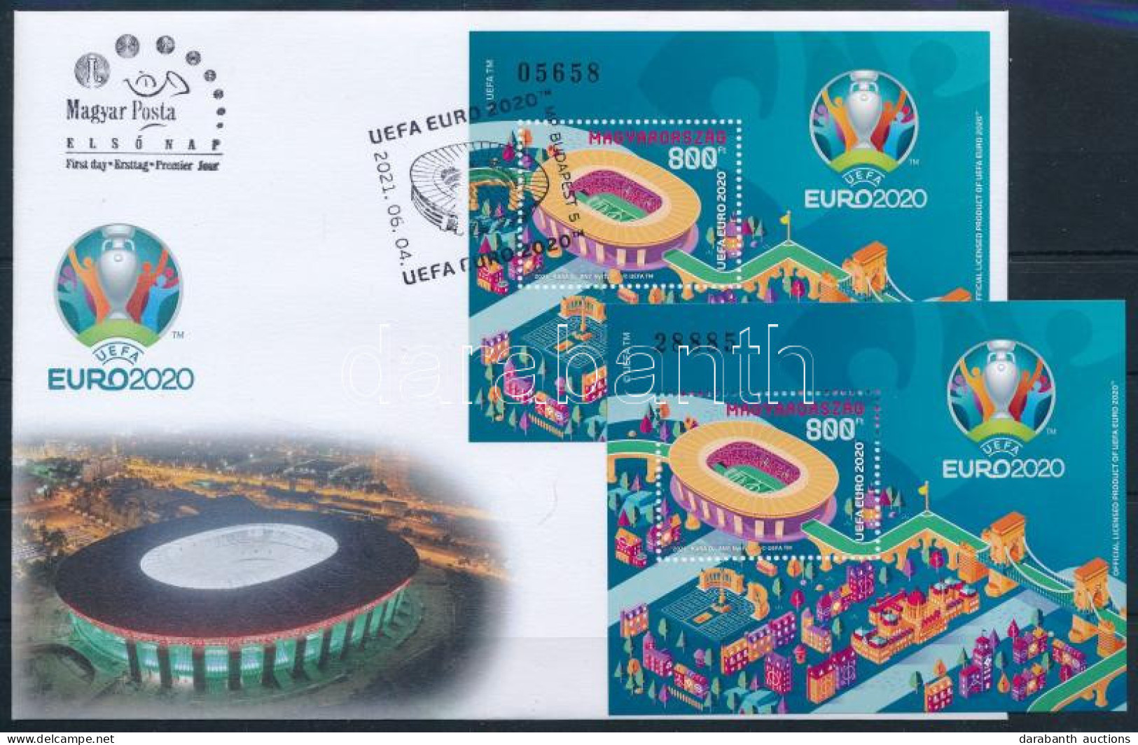 ** 2021 UEFA Blokk és FDC. Kb Csak Fél évig értékesíthette A Magyar Posta, Utána Nem árusíthatta, Az UEFA Megtiltotta Az - Other & Unclassified