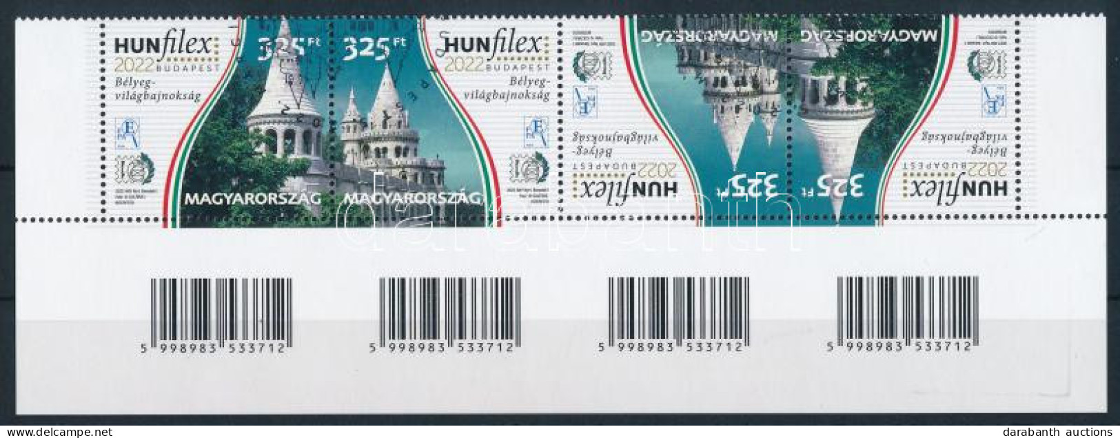 O 2022 Hunfilex ívsarki Vonalkódos Négyescsík / Mi 6254-6255 Corner Stripe Of 4 With Bar Codes - Altri & Non Classificati