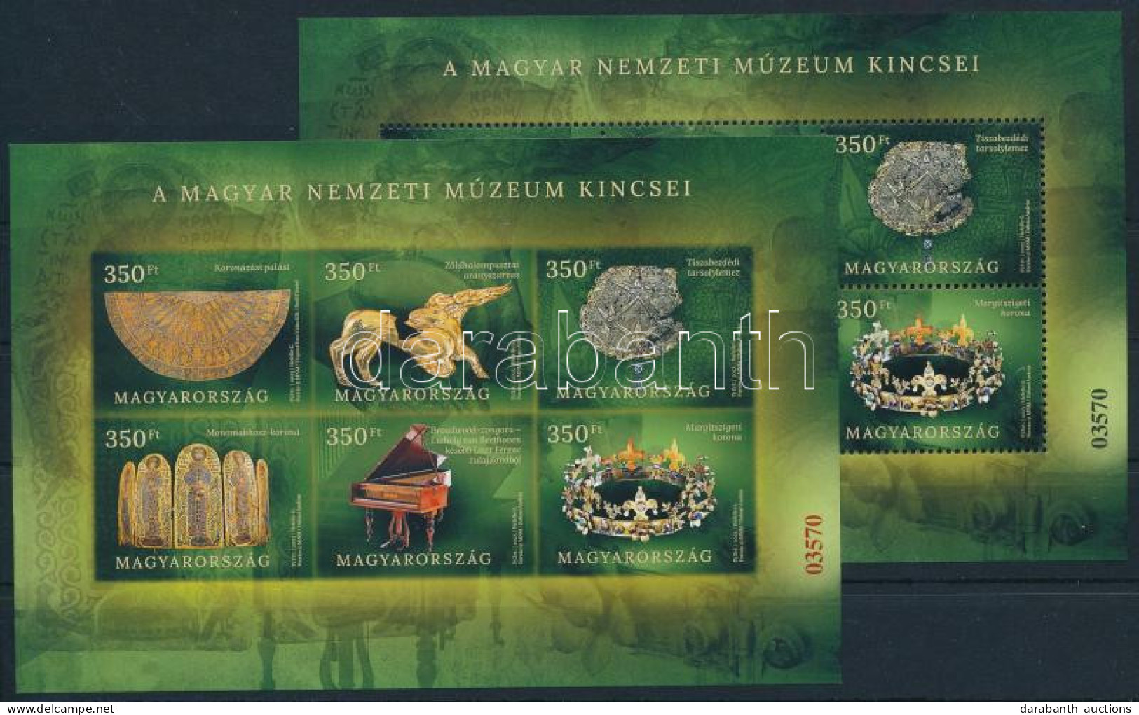 ** 2023 A Magyar Nemzeti Múzeum Kincsei Blokkpár Piros- Fekete Azonos 03570 Sorszámmal / Treasures Of The National Musem - Altri & Non Classificati