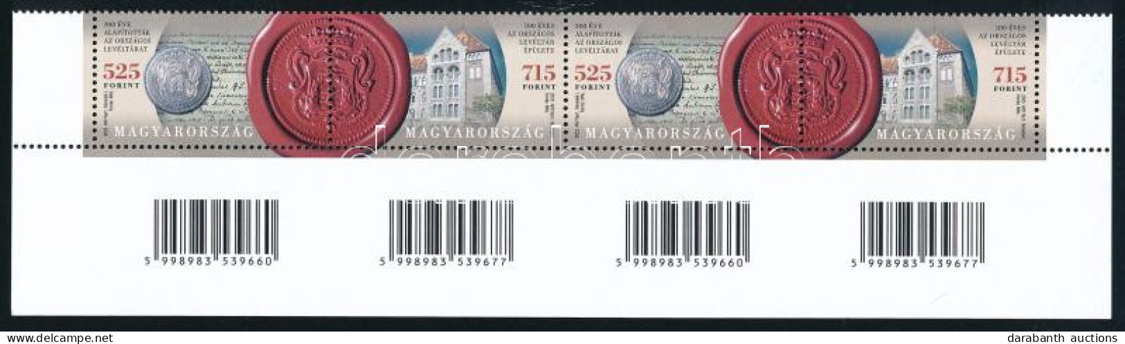 ** 2023 Országos Levéltár Vonalkódos Négyescsík / Stripe Of 4 With Bar Codes - Otros & Sin Clasificación