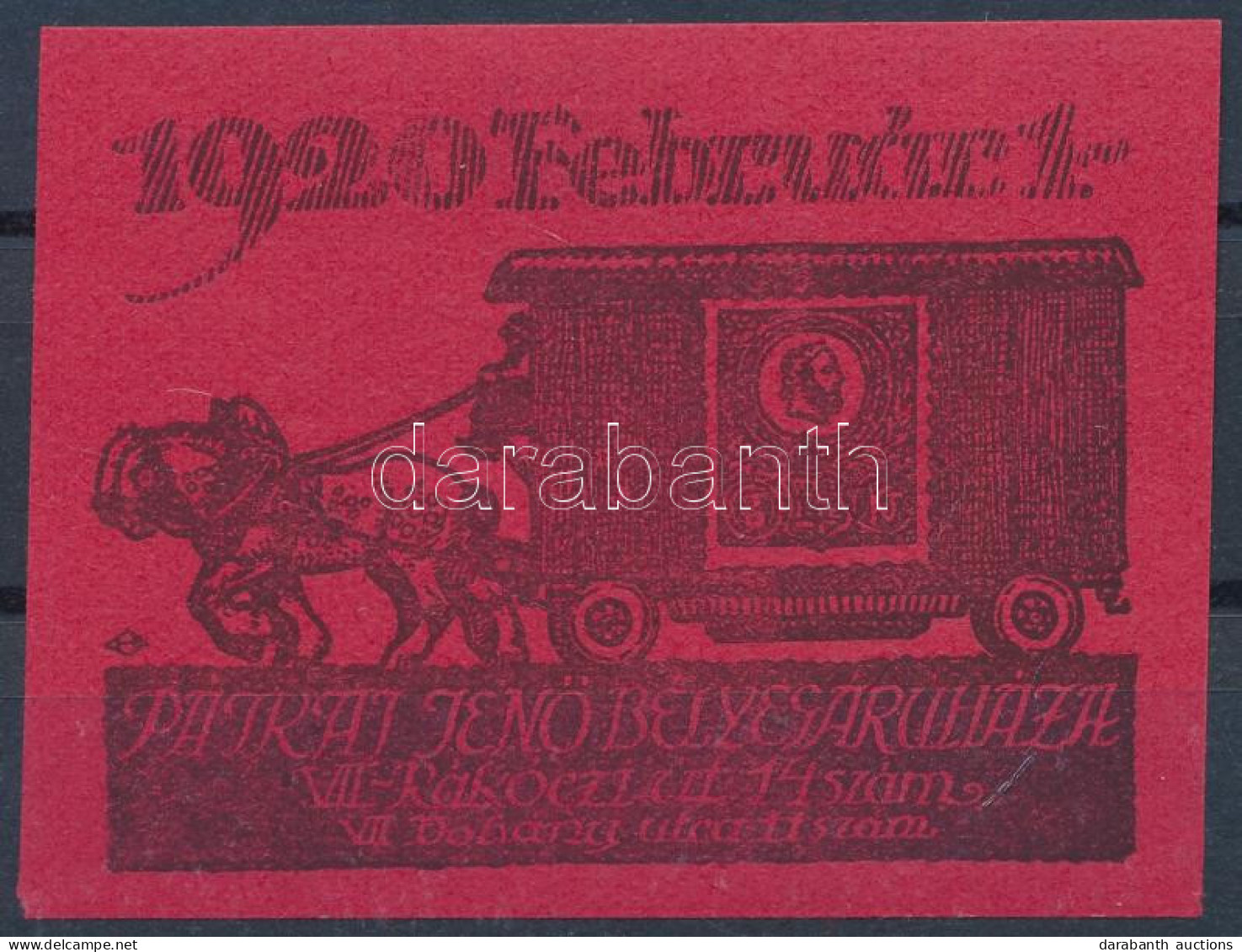 ** 1920/2d Pátkai Jenő Bélyegáruház Emlékív Emlékív - Vörös! / Red Souvenir Sheet - Altri & Non Classificati